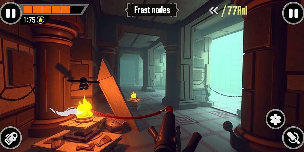 Temple Maze Runner gameplay showing player navigating through ancient temple corridors with traps